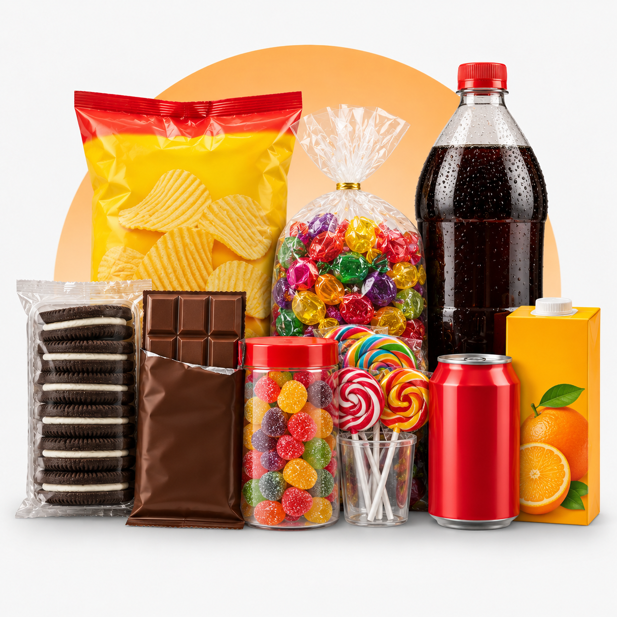 Doces e bebidas disponíveis na Vem Pra K